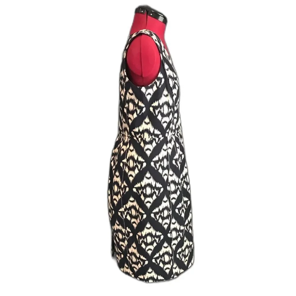 Talbots Dress Women’s Size 8 Navy Blue & Beige Cotton Sleeveless Sheath - Picture 3 of 9